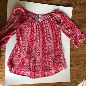 Red Off-the-Shoulder Dress Shirt